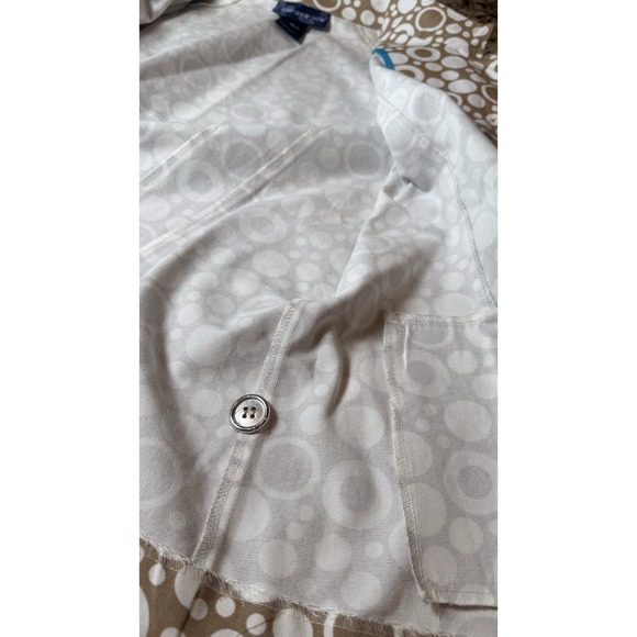 Susan Graver Style Women's XL Tan White Circle Print Cotton Blazer Jacket Cotton - Picture 8 of 11